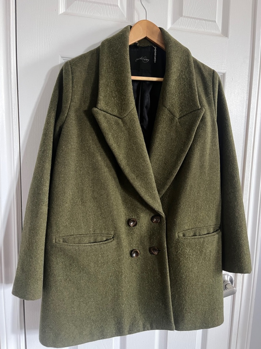 Rachel Comey Olive Green Double-Breasted Pea Coat